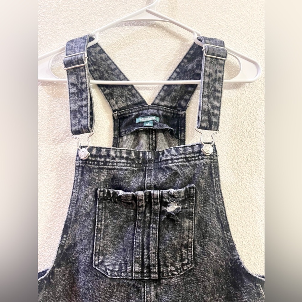 Wild Fable Overalls Jean Skirt Dress Size M Black Acid Washed Denim - Picture 4 of 8